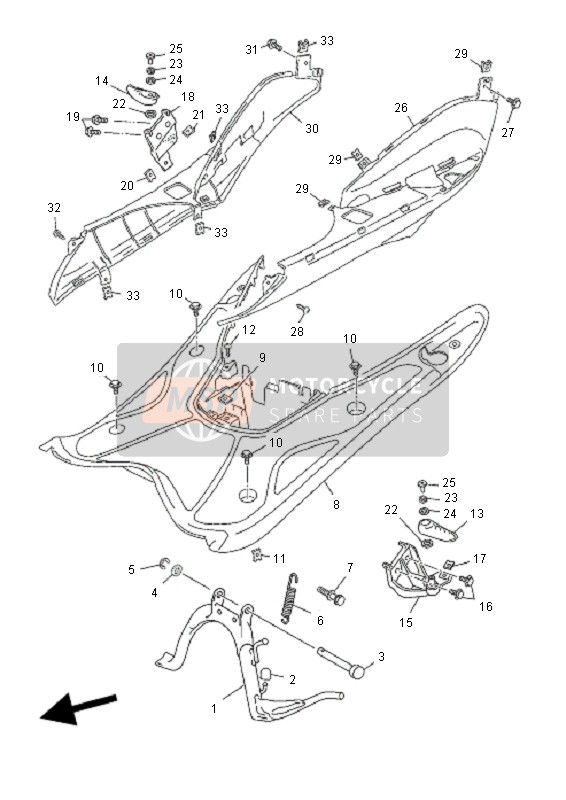 Yamaha YN50F 4T NEOS 2010 In Piedi & Poggiapiedi per un 2010 Yamaha YN50F 4T NEOS